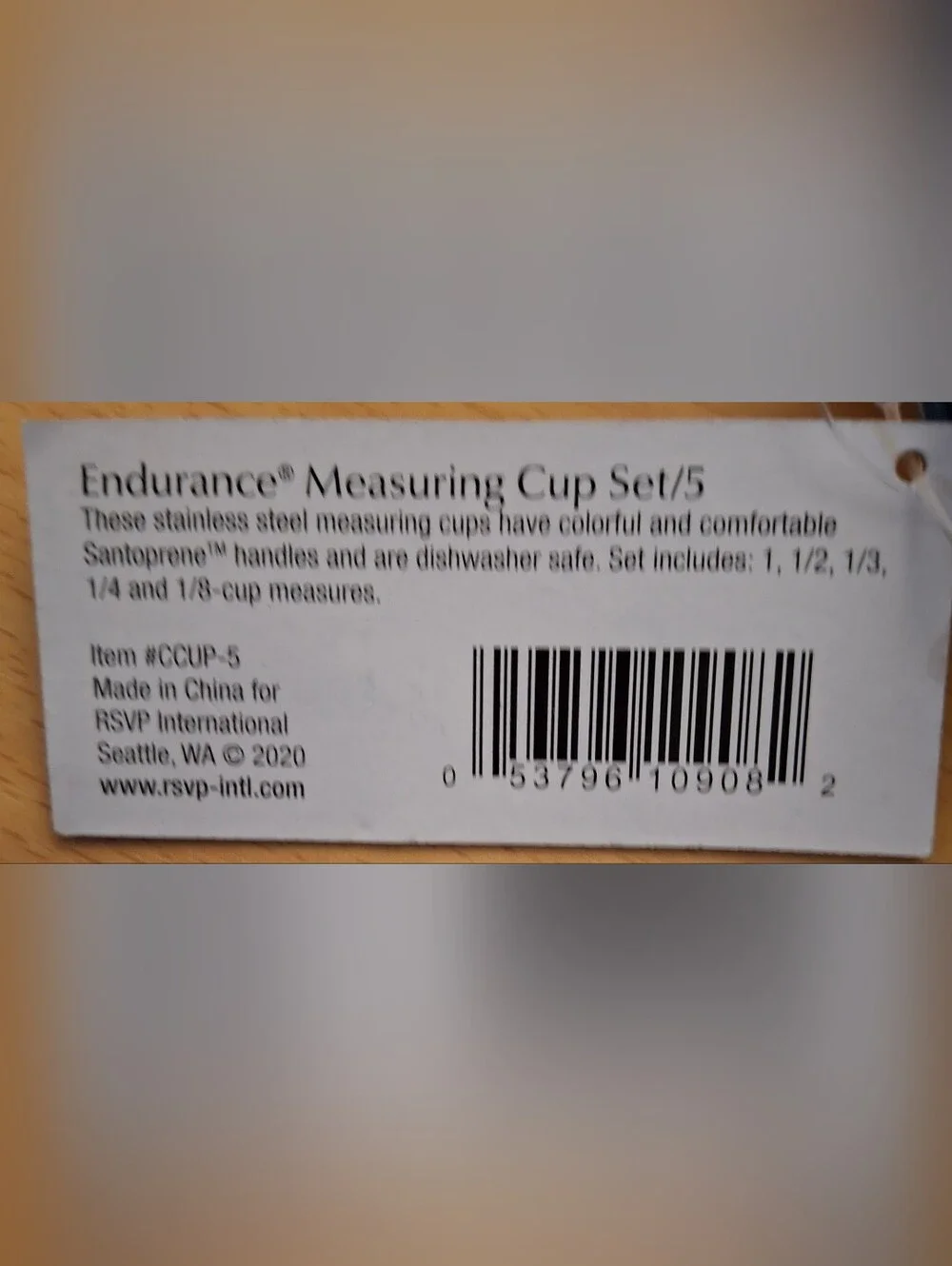 RSVP International Endurance Stainless Steel 5pc Measuring Cup Set CCUP-5
